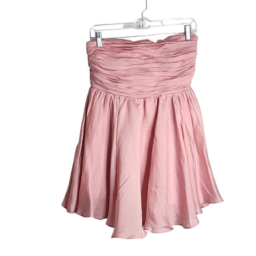 Mable mini dress pink strapless smocked back Coquette prom party event S